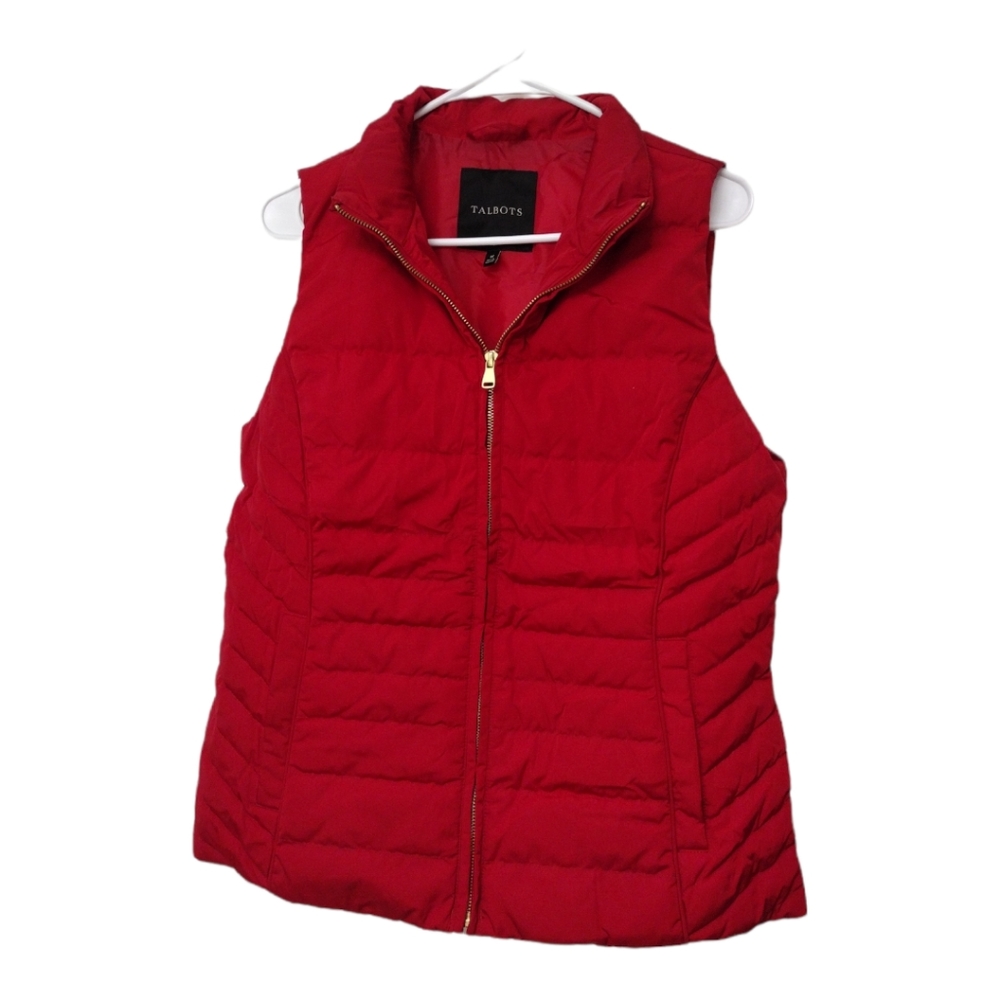 Talbots Red Down Puffer Vest Size Medium